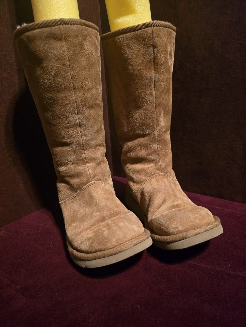 UGG Australia F3008T Brown Leather Sheepskin Lined Side Zip Mid-Calf Boots 6